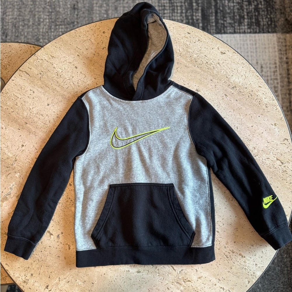 Nike Black and Gray Color-Block Hoodie Sweatshirt